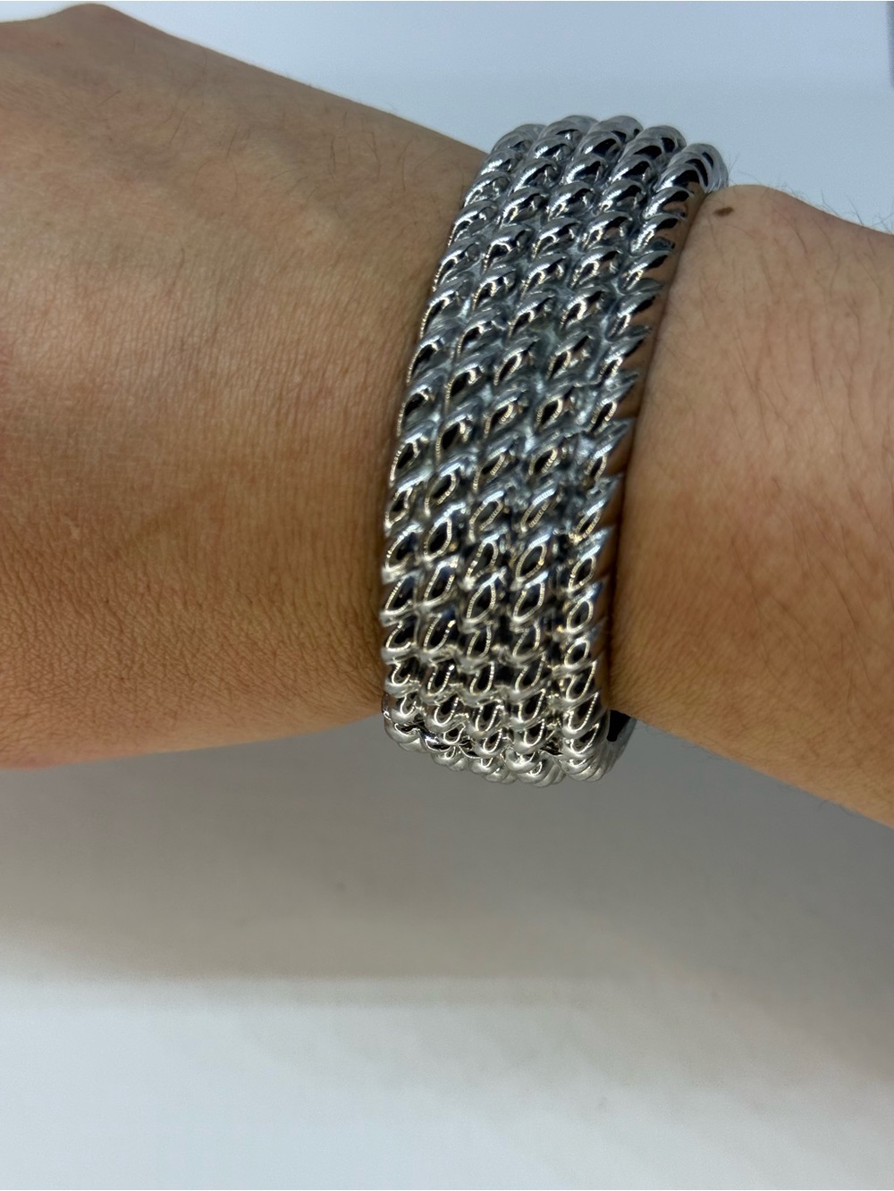 Chunky Twisted Link Silver Bracelet